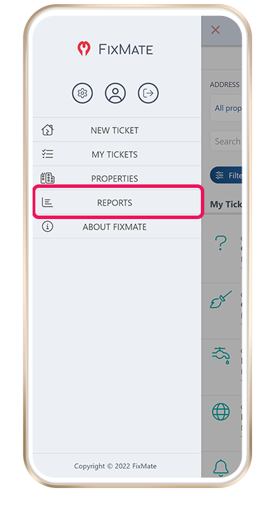 Reporter app menu
