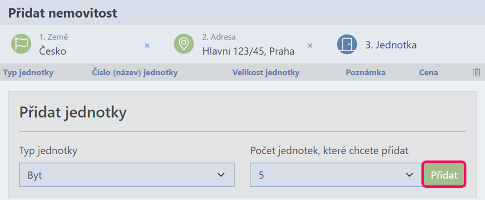 Přidat jednotky