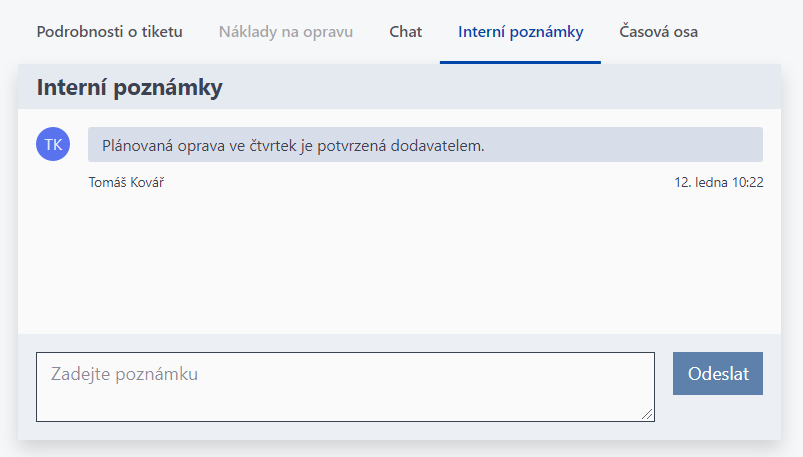 Interní poznámky