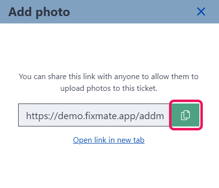 Copy photo upload link
