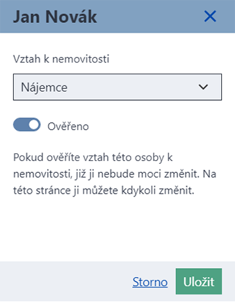 Změnit vztah k nemovitosti