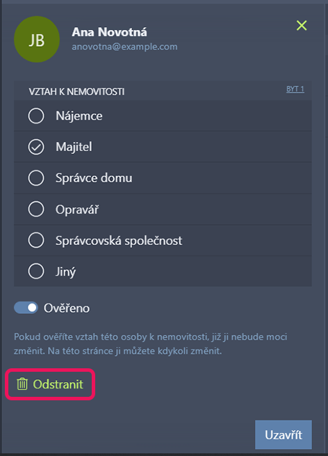 Odebrat uživatele