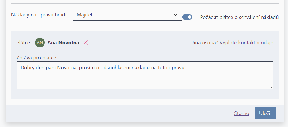 Plátce nákladů na opravu